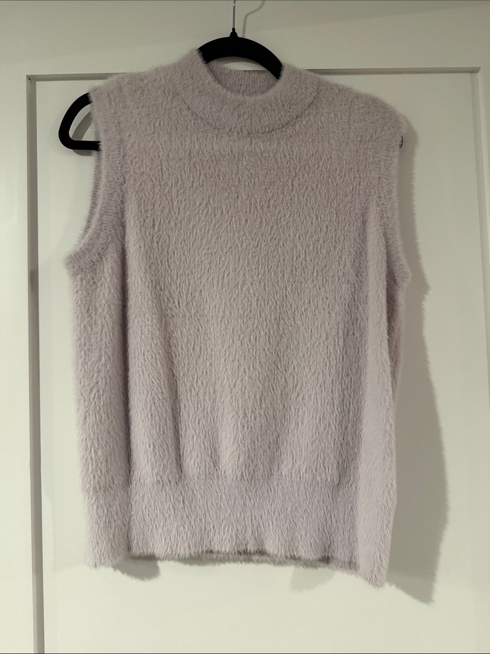 Rachel Zoe Lavender Fuzzy Sleeveless Mock Neck Sweater Top